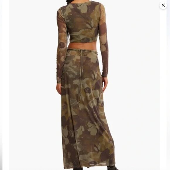 Free People Supernova Long Sleeve Top & Maxi Skirt Set XS olive brown army combo - Picture 3 of 3